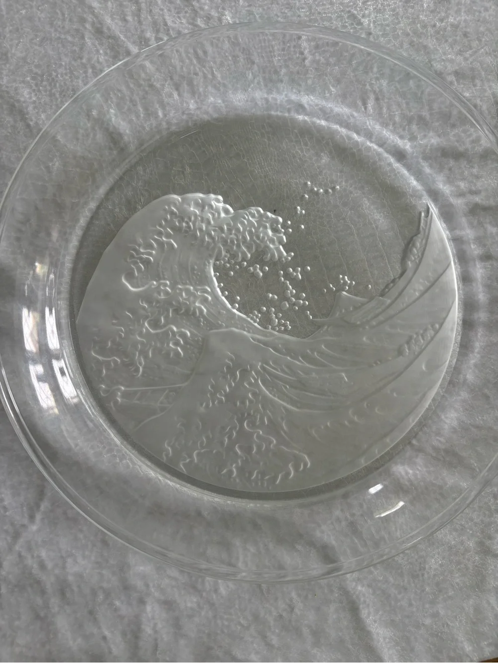 Rare Sasaki Clear Glass Plate with Wave